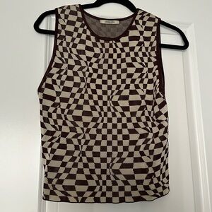 Paloma Wool Checkered Brown Top